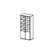 Шкаф комбинированный Авангард со стеклом в алюминиевой раме Н-028